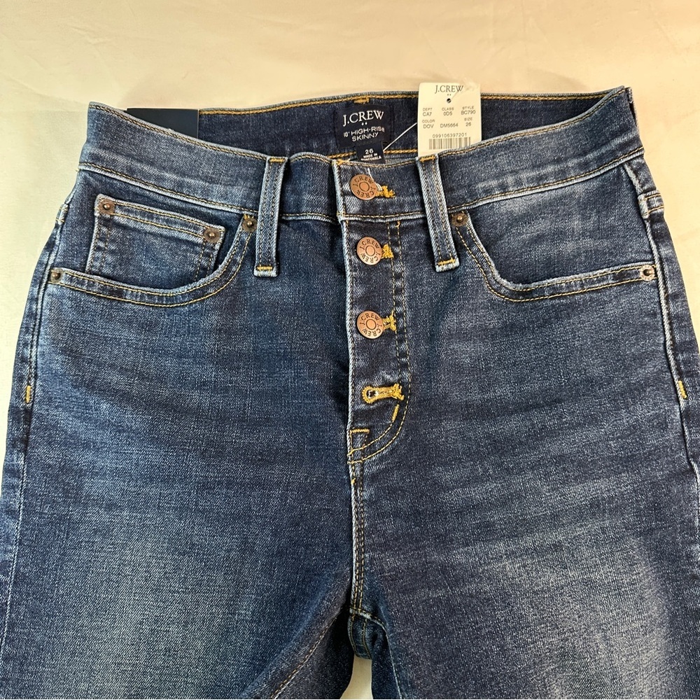 J.Crew 10" High-Rise Toothpick Skinny Jeans - Dark Wash - Button Fly - Size 26 - Picture 4 of 7
